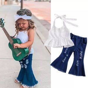 Childrens 2 pc backless top and flared jeans